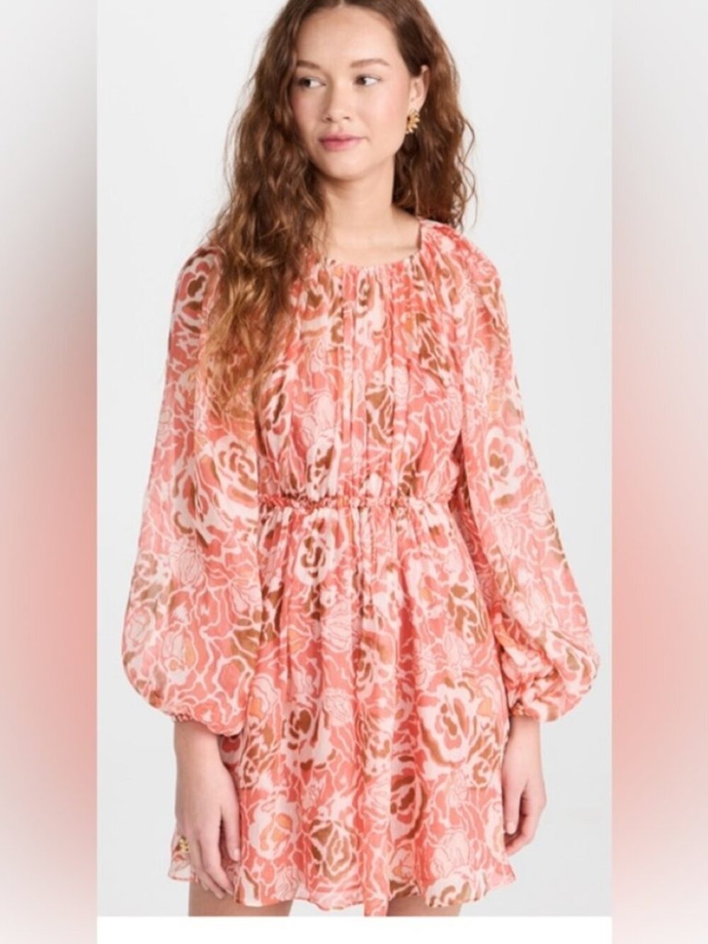 NWT Tanya Taylor Silk Linen Blend Baloon Sleeve mini Dress size 4